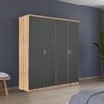 Celle Wardrobe - 181cm - 4 Door - Sonoma Oak & Metallic Dark Grey