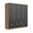Celle Wardrobe - 181cm - 4 Door - with Drawer - Artisan Oak & Metallic Dark Grey