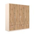 Celle Wardrobe - 181cm - 4 Door - with Drawer - Champagne & Artisan Oak