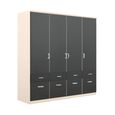 Celle Wardrobe - 181cm - 4 Door - with Drawer - Champagne & Metallic Dark Grey