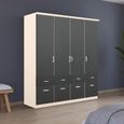Celle Wardrobe - 181cm - 4 Door - with Drawer - Champagne & Metallic Dark Grey