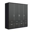 Celle Wardrobe - 181cm - 4 Door - with Drawer - Metallic Dark Grey