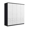 Celle Wardrobe - 181cm - 4 Door - with Drawer - Metallic Dark Grey & Alpine White