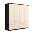 Celle Wardrobe - 181cm - 4 Door - with Drawer - Metallic Dark Grey & Champagne