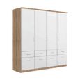 Celle Wardrobe - 181cm - 4 Door - with Drawer - Sonoma Oak & Alpine White