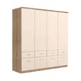 Celle Wardrobe - 181cm - 4 Door - with Drawer - Sonoma Oak & Champagne