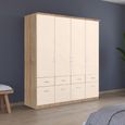 Celle Wardrobe - 181cm - 4 Door - with Drawer - Sonoma Oak & Champagne