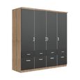 Celle Wardrobe - 181cm - 4 Door - with Drawer - Sonoma Oak & Metallic Dark Grey