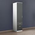 Rauch Celle Matt 47cm 1 LH Door Wardrobe with Drawer - Alpine White and Metallic Dark Grey