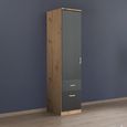 Rauch Celle Matt 47cm 1 LH Door Wardrobe with Drawer - Artisan Oak and Metallic Dark Grey