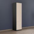 Celle Wardrobe - 47cm - 1 Door - 2 Drawer - Metallic Dark Grey & Champagne - LH