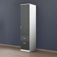 Celle Wardrobe - 47cm - 1 Door - 2 Drawer - Alpine White & Metallic Dark Grey - RH