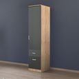 Celle Wardrobe - 47cm - 1 Door - 2 Drawer - Sonoma Oak & Metallic Dark Grey - RH