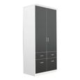 Celle Wardrobe - 91cm - 2 Door - Alpine White & Metallic Dark Grey - 4 Drawer