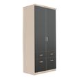 Celle Wardrobe - 91cm - 2 Door - Champagne & Metallic Dark Grey - 4 Drawer