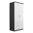 Celle Wardrobe - 91cm - 2 Door - Metallic Dark Grey & Alpine White - 4 Drawer