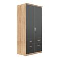Celle Wardrobe - 91cm - 2 Door - Sonoma Oak & Metallic Dark Grey - 4 Drawer