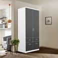 Celle Wardrobe - 91cm - 2 Door - Alpine White & Metallic Dark Grey - 4 Drawer & Extras
