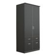 Celle Wardrobe - 91cm - 2 Door - Metallic Dark Grey - 4 Drawer & Extras