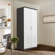 Celle Wardrobe - 91cm - 2 Door - Metallic Dark Grey & Alpine White - 4 Drawer & Extras