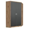 Celle Super Wardrobe - 117cm - 2 Door Corner - Artisan Oak & Metallic Dark Grey