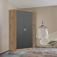 Celle Super Wardrobe - 117cm - 2 Door Corner - Artisan Oak & Metallic Dark Grey
