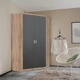 Rauch Celle Super 117cm 2 Door Corner Wardrobe - Sonoma Oak and Metallic Dark Grey