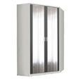 Rauch Celle Super 117cm 2 Door Corner Wardrobe with Mirror - Alpine White and Metallic Dark Grey