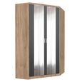Rauch Celle Super 117cm 2 Door Corner Wardrobe with Mirror - Sonoma Oak and Metallic Dark Grey