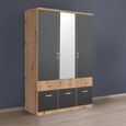 Celle Super Wardrobe - 136cm - 3 Door - Combi - Artisan Oak & Metallic Dark Grey