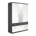 Celle Super Wardrobe - 136cm - 3 Door - Combi - Metallic Dark Grey & Alpine White