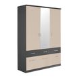 Celle Super Wardrobe - 136cm - 3 Door - Combi - Metallic Dark Grey & Champagne