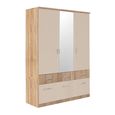 Celle Super Wardrobe - 136cm - 3 Door - Combi - Sonoma Oak & Champagne