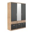 Celle Super Wardrobe - 136cm - 3 Door - Combi - Sonoma Oak & Metallic Dark Grey
