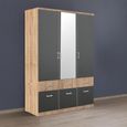 Celle Super Wardrobe - 136cm - 3 Door - Combi - Sonoma Oak & Metallic Dark Grey