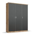 Celle Super Wardrobe - 136cm - 3 Door - Artisan Oak & Metallic Dark Grey