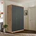 Celle Super Wardrobe - 136cm - 3 Door - Artisan Oak & Metallic Dark Grey