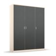 Celle Super Wardrobe - 136cm - 3 Door - Champagne & Metallic Dark Grey