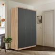 Celle Super Wardrobe - 136cm - 3 Door - Sonoma Oak & Metallic Dark Grey