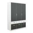 Celle Super Wardrobe - 136cm - 3 Door - 6 Drawer - Alpine White & Metallic Dark Grey