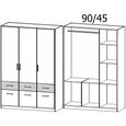 Celle Super Wardrobe - 136cm - 3 Door - 6 Drawer - Alpine White & Metallic Dark Grey