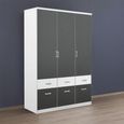 Celle Super Wardrobe - 136cm - 3 Door - 6 Drawer - Alpine White & Metallic Dark Grey