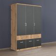 Celle Super Wardrobe - 136cm - 3 Door - 6 Drawer - Artisan Oak & Metallic Dark Grey