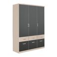 Celle Super Wardrobe - 136cm - 3 Door - 6 Drawer - Champagne & Metallic Dark Grey