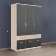 Celle Super Wardrobe - 136cm - 3 Door - 6 Drawer - Champagne & Metallic Dark Grey
