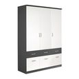 Celle Super Wardrobe - 136cm - 3 Door - 6 Drawer - Metallic Dark Grey & Alpine White