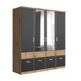Celle Super Wardrobe - 181cm - 4 Door - Combi - Artisan Oak & Metallic Dark Grey