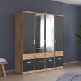Celle Super Wardrobe - 181cm - 4 Door - Combi - Artisan Oak & Metallic Dark Grey
