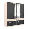 Celle Super Wardrobe - 181cm - 4 Door - Combi - Champagne & Metallic Dark Grey