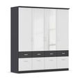 Celle Super Wardrobe - 181cm - 4 Door - Combi - Metallic Dark Grey & Alpine White